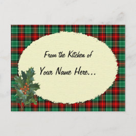 Red Green Holiday Holly Custom Recipe Karte