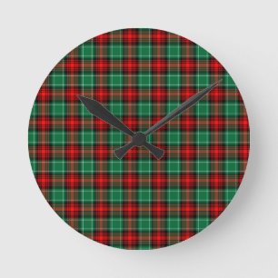 Red Green Holiday Kariert Runde Wanduhr