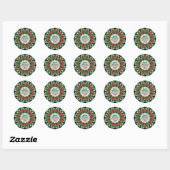 Red Green Holiday Mandala w/ Custom Text Name Addr Runder Aufkleber (Blatt)