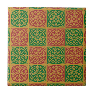 Red Green Holiday Pattern Tile Fliese