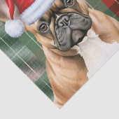 Red Green Holiday Plaid Christmas French Bulldog Seidenpapier (Ausschnitt)