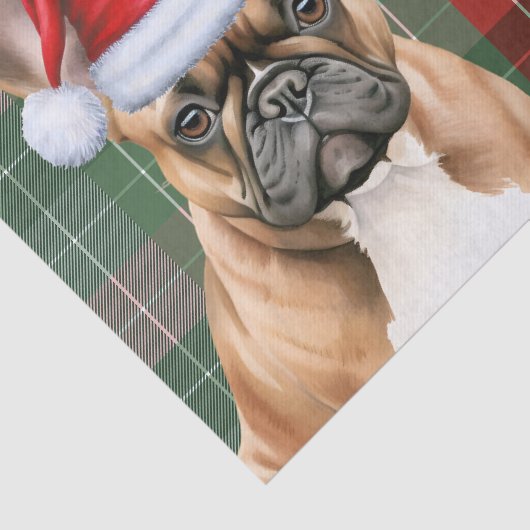 Red Green Holiday Plaid Christmas French Bulldog Seidenpapier (Ausschnitt)