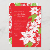 Red & Green Holiday Poinsettias Wedding Einladung (Vorne/Hinten)