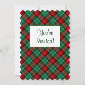 Red Green Holiday Retro Karierte individuelle Einl Einladung (Vorderseite)