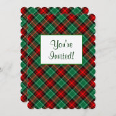 Red Green Holiday Retro Karierte individuelle Einl Einladung (Vorne/Hinten)