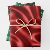 Red & Green Holiday Satin & Glitzer Weihnachten Geschenkpapier Set (Beispiel)