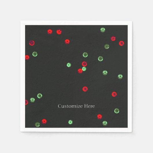 Red & Green Holiday Sequenzen Weihnachtsgebäck - P Serviette (Vorderseite)