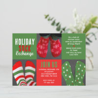 Red & Green Holiday Sock Exchange Party Einladung
