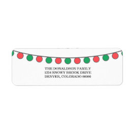 Red Green Holiday String Lights Address Labels