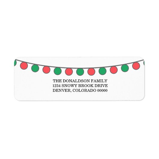 Red Green Holiday String Lights Address Labels (Vorne)