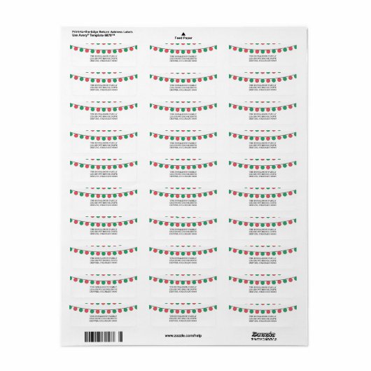 Red Green Holiday String Lights Address Labels (Vorne)