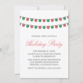Red Green Holiday String Lights Party laden ein Einladung (Vorderseite)