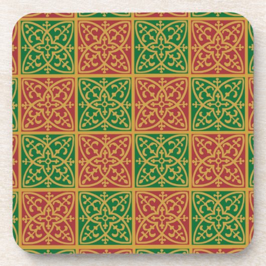 Red Green Holiday Tile Art Untersetzer (Vorderseite)