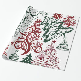 Red Green Holiday Weihnachtsbaum Muster Geschenkpapier