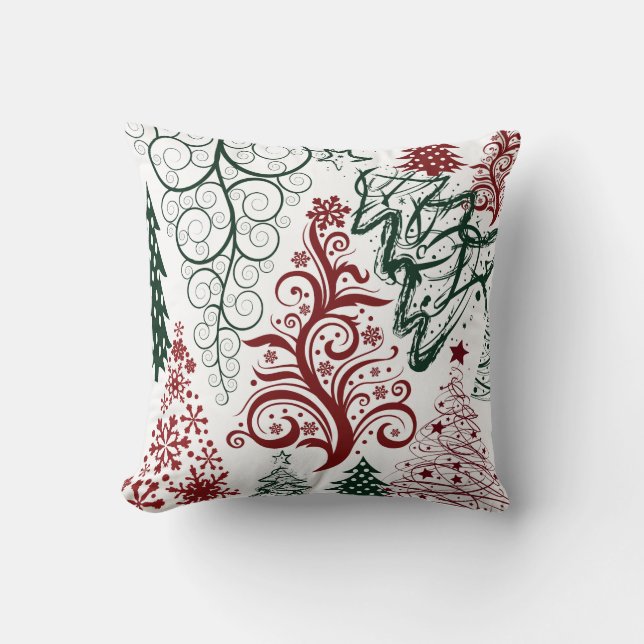 Red Green Holiday Weihnachtsbaum Muster Pillow Kissen (Vorderseite)
