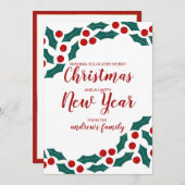 Red Green Holly Berries Ivy Blätter Weihnachten (Vorne/Hinten)