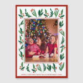 Red Green Holly Berry Weihnachts Foto Magnet Card (Vorderseite)
