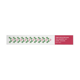 Red Green Holly Christmas Wraparound Address Label