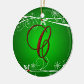 Red Green Holly Initial C Weihnachtsdekoration Keramikornament (Links)