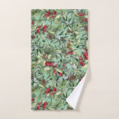 Red Green Holly Weihnachtsmuster Monogram Badhandtuch Set (Handtuch)