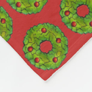 Red Green Holly Wreath Xmas Weihnachtsfeiertag Fleecedecke