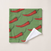 Red Green Hot Spicy Chili Chile Pfeffer Gemüsepfla Badhandtuch Set (Waschlappen)
