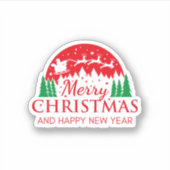 Red Green Illustration Frohe Weihnachten Aufkleber (Vorderseite)