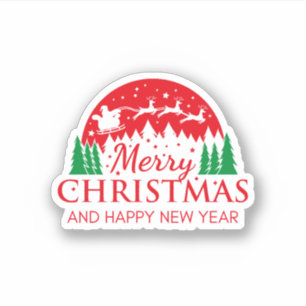Red Green Illustration Frohe Weihnachten Aufkleber