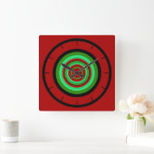 Red Green Irregular Circular Pattern Quadratische Wanduhr (Zuhause)