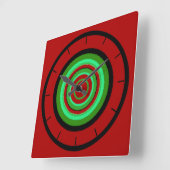 Red Green Irregular Circular Pattern Quadratische Wanduhr (Winkel)