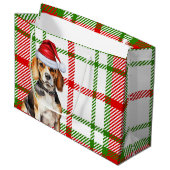 Red Green Kariert Beagle Hund Lover Holiday Große Geschenktüte (Vorderseite Schrägansicht)