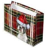 Red Green Kariert Boston Terrier Dog Lover Holiday Große Geschenktüte (Vorderseite Schrägansicht)