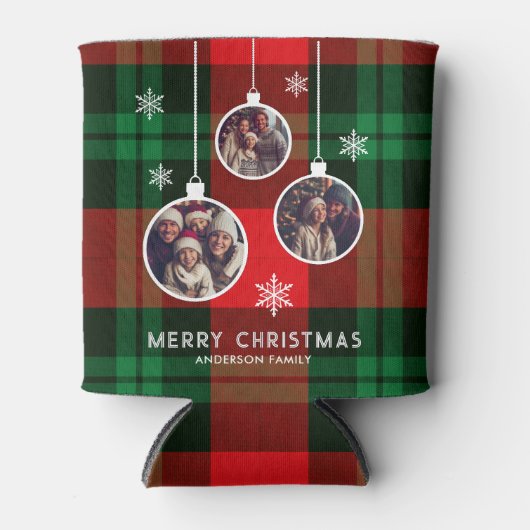 Red Green Kariert Buffalo Karo Foto Weihnachten Dosenkühler (Vorderseite)