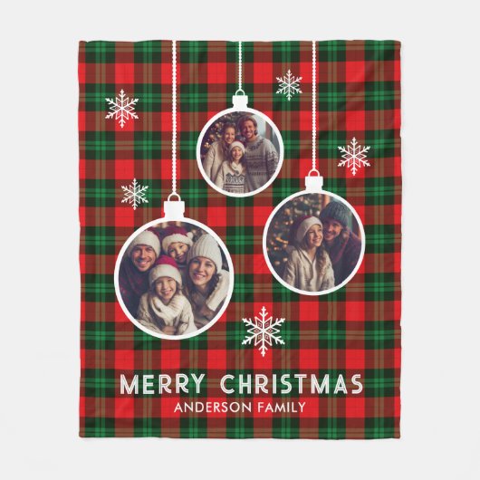 Red Green Kariert Buffalo Karo Foto Weihnachten Fleecedecke (Vorderseite)