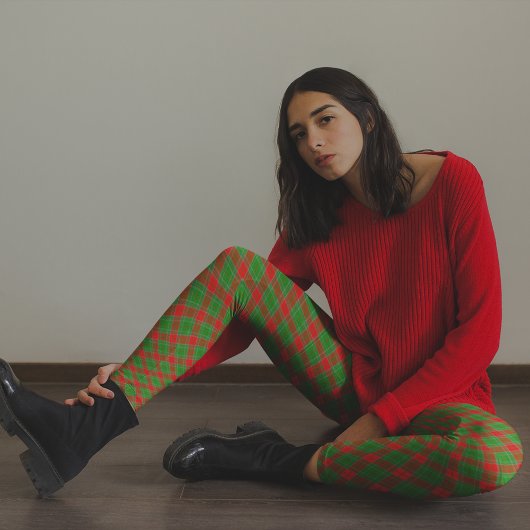 Red Green Kariert Christmas Pajama Pants Leggings