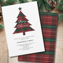 Red Green Kariert Christmas Tree Party