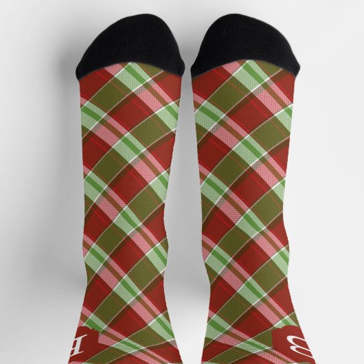 Red Green Kariert Classic Weihnachtsgeschmack Socken (Oben)