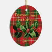 Red Green Kariert | Foto zu Weihnachten Keramik Ornament (Rechts)