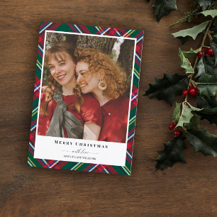 Red Green Kariert Frohe Weihnachts-Foto Feiertagskarte
