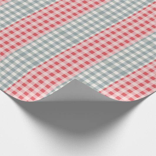 Red & Green Kariert Gingham Country Farm Einfach Geschenkpapier (Ecke)