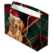 Red Green Kariert Golden Retriever Dog Lover Holid Große Geschenktüte (Rückseite Schrägansicht)