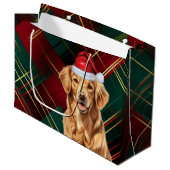 Red Green Kariert Golden Retriever Dog Lover Holid Große Geschenktüte (Vorderseite Schrägansicht)