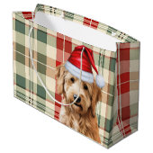 Red Green Kariert Goldendoodle Dog Lover Holiday Große Geschenktüte (Rückseite Schrägansicht)