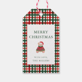 Red Green Kariert Preppy Teddy Weihnachtsgeschenke Geschenkanhänger