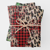 Red & Green Kariert und Cheetah Funky Christmas Geschenkpapier Set (Beispiel)