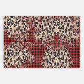 Red & Green Kariert und Cheetah Funky Christmas Geschenkpapier Set (Vorderseite)
