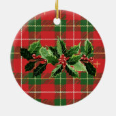 Red Green Kariert | Unser erstes Weihnachts-Foto Keramik Ornament (Hinten)