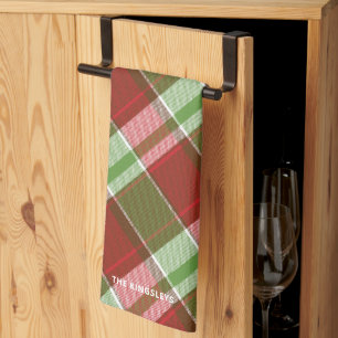 Red Green Kariert Weihnachtsfeiertag Personalisier Geschirrtuch