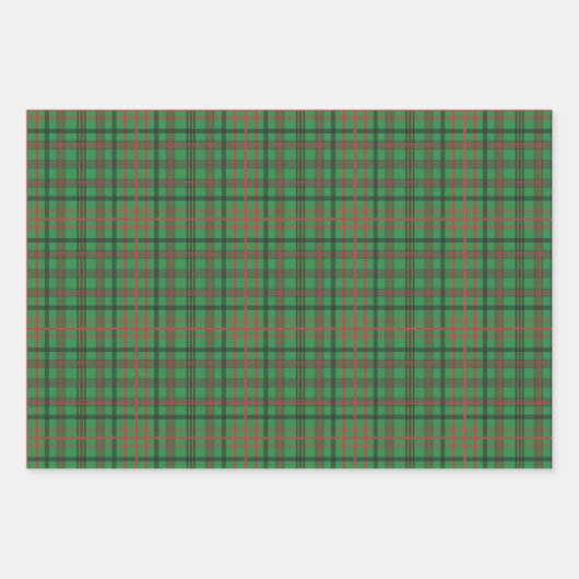 Red Green Kariert Weihnachtswrapping Geschenkpapier Set (Vorderseite)