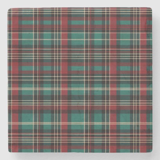 Red Green Karierte Weihnachten Steinuntersetzer (Vorderseite)